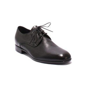 Italian VINICIO CAMERLENGO 8364a Black Leather Lace-Up Classic Shoes